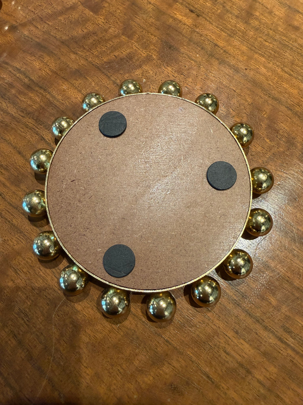 Artisanal Beaded Frame Coaster Set - Gold Finished
