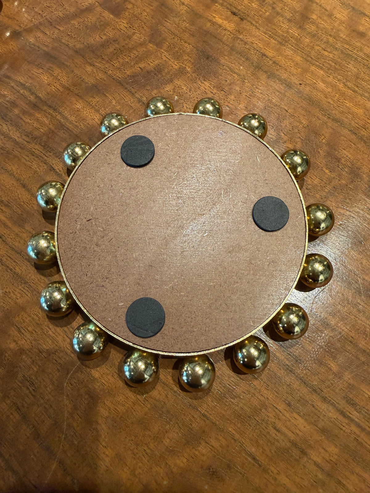 Artisanal Beaded Frame Coaster Set - Gold Finished