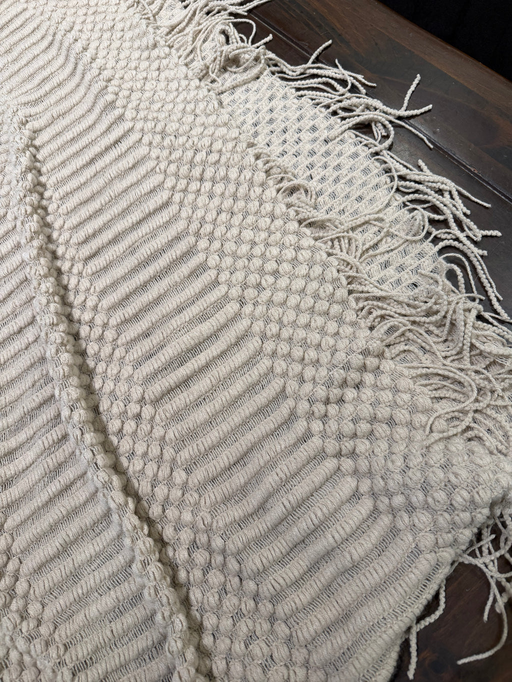Cream Colored Knit Throw Blanket