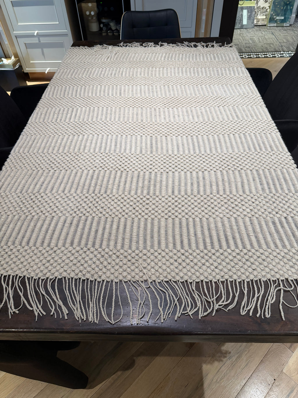 Cream Colored Knit Throw Blanket