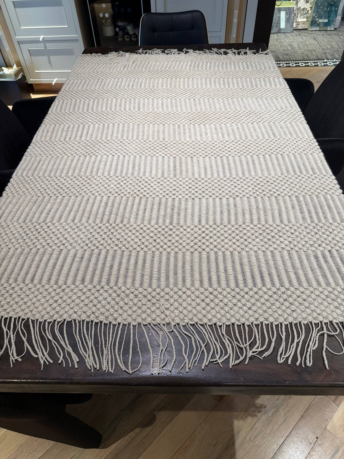 Cream Colored Knit Throw Blanket