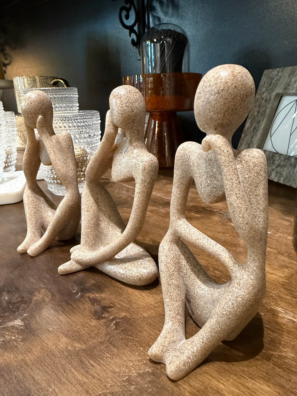 Thinker Statue Decor, Set of 3