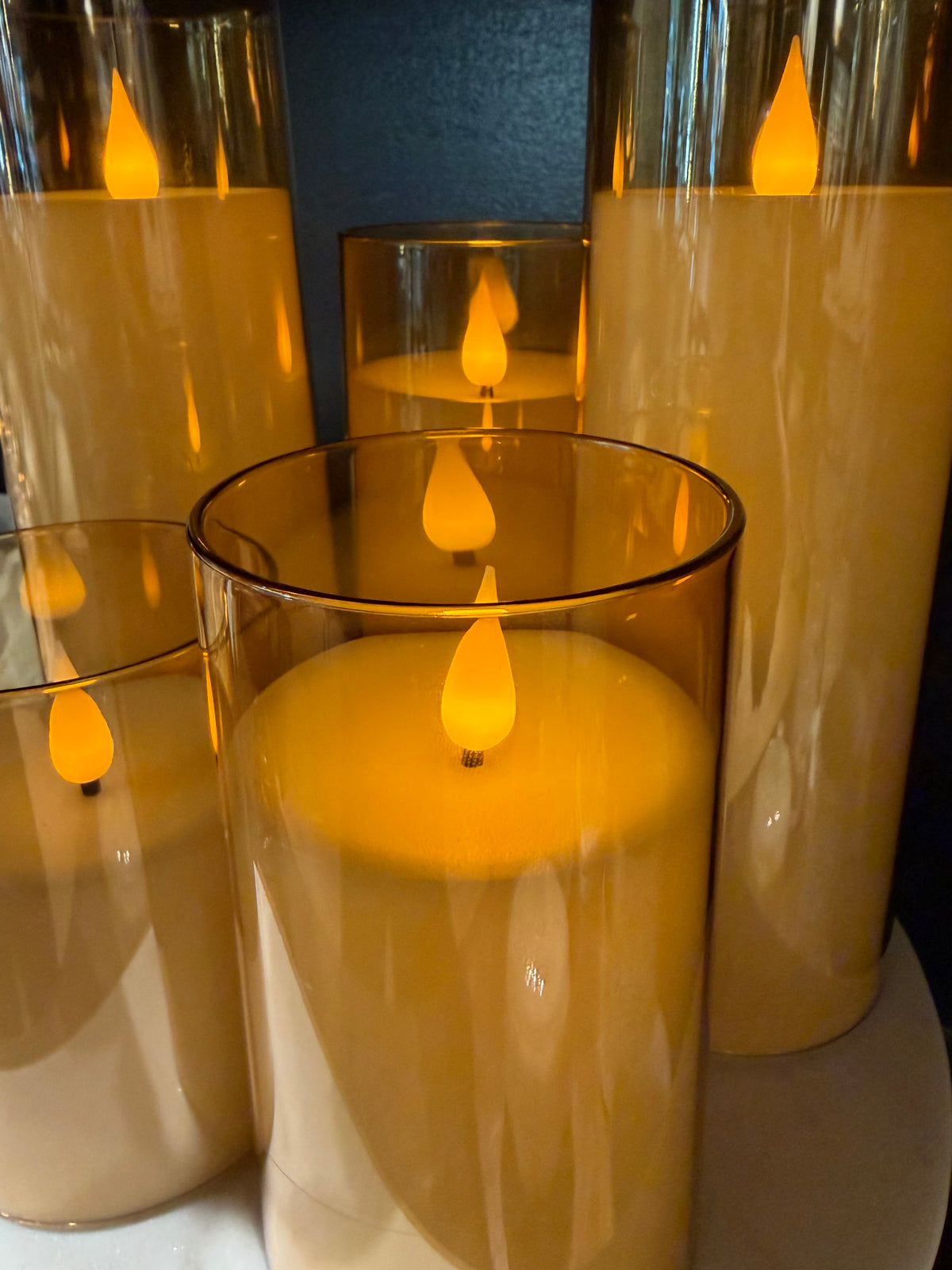 Acrylic Flameless LED Pillar Candles, Set of 5