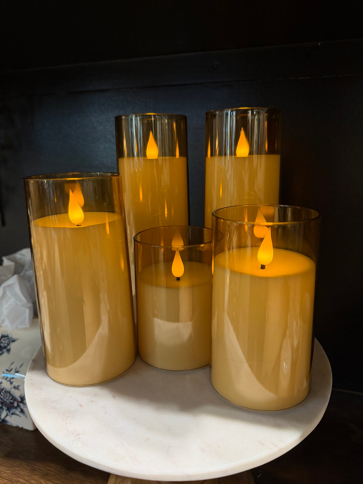 Acrylic Flameless LED Pillar Candles, Set of 5