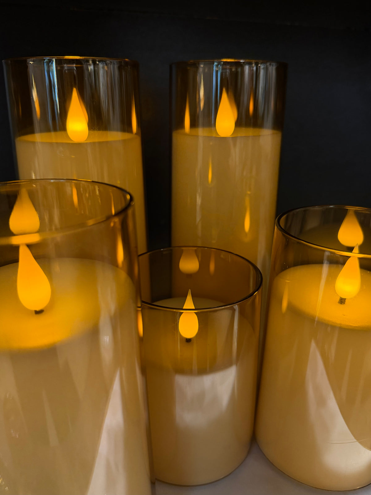 Acrylic Flameless LED Pillar Candles, Set of 5