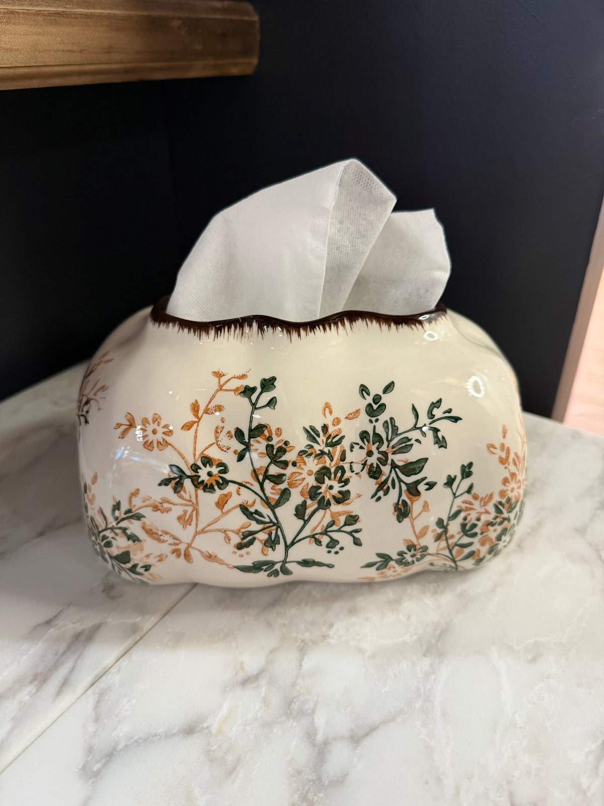 Vintage Floral Ceramic Tissue Box Cover