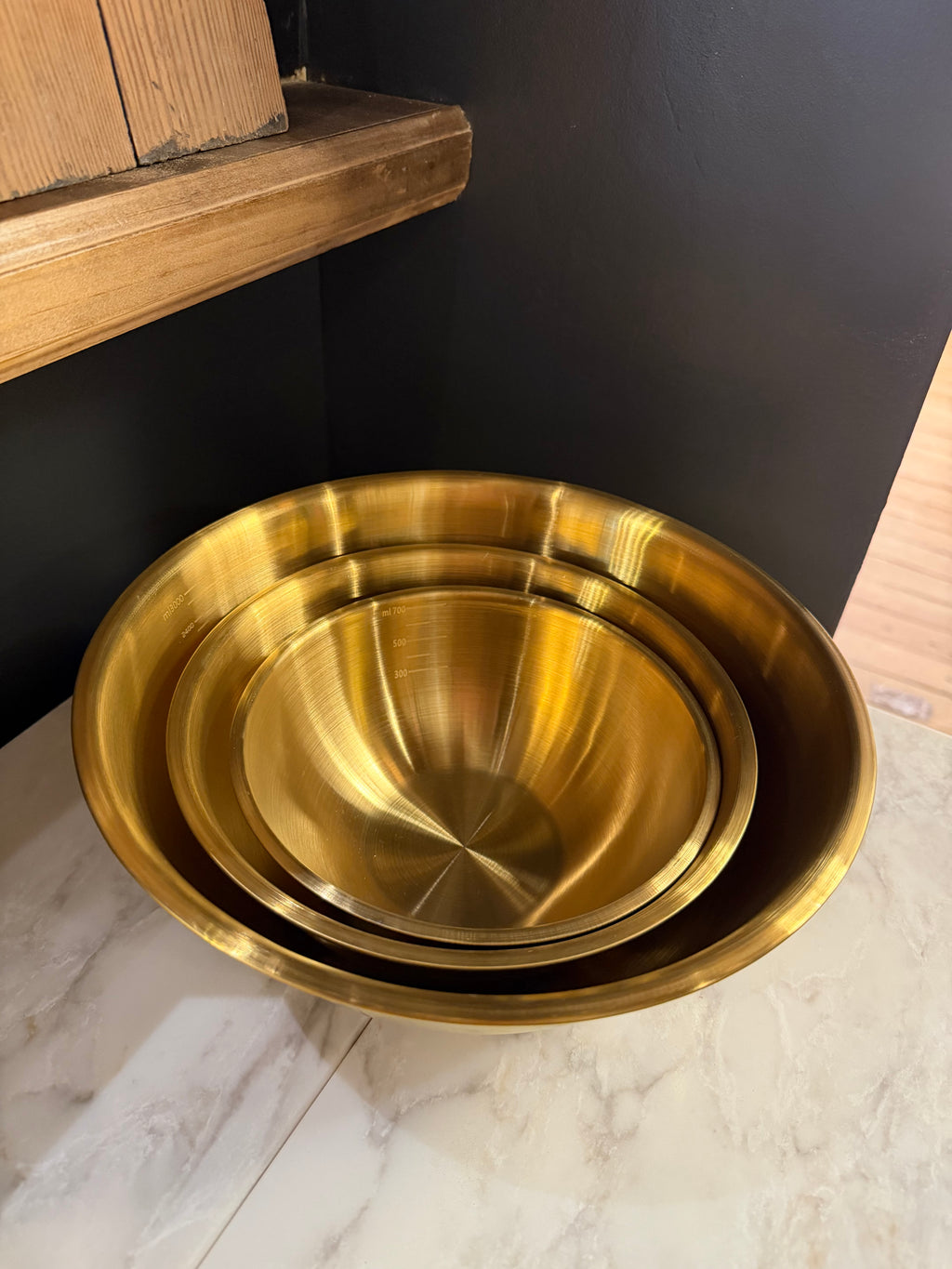 Set of 3 Gold Colored Nesting Bowls