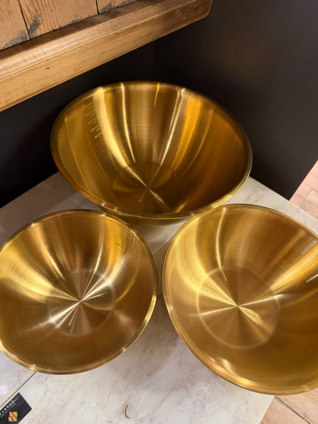 Set of 3 Gold Colored Nesting Bowls