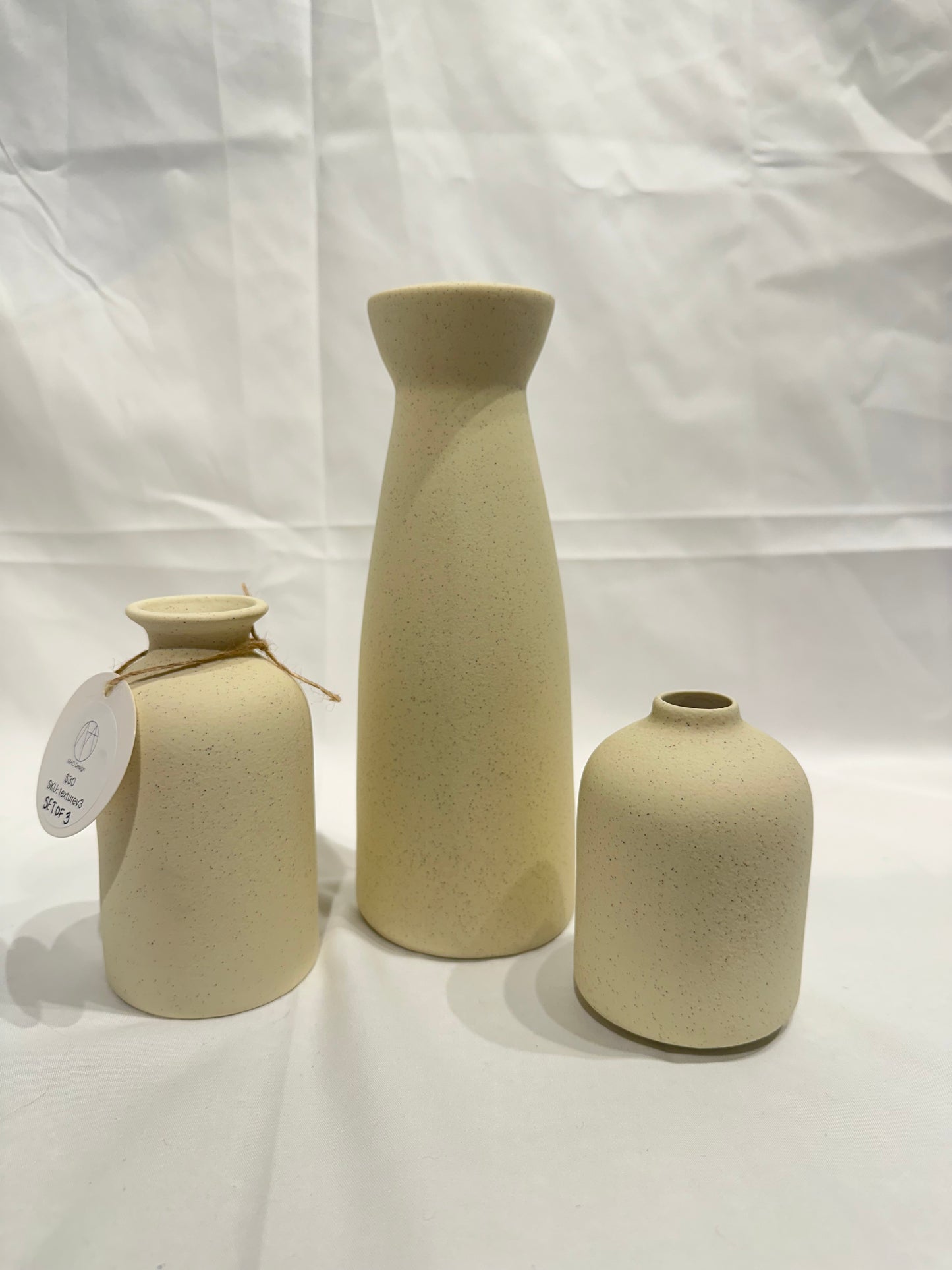 Beige Textured Vases - set of 3