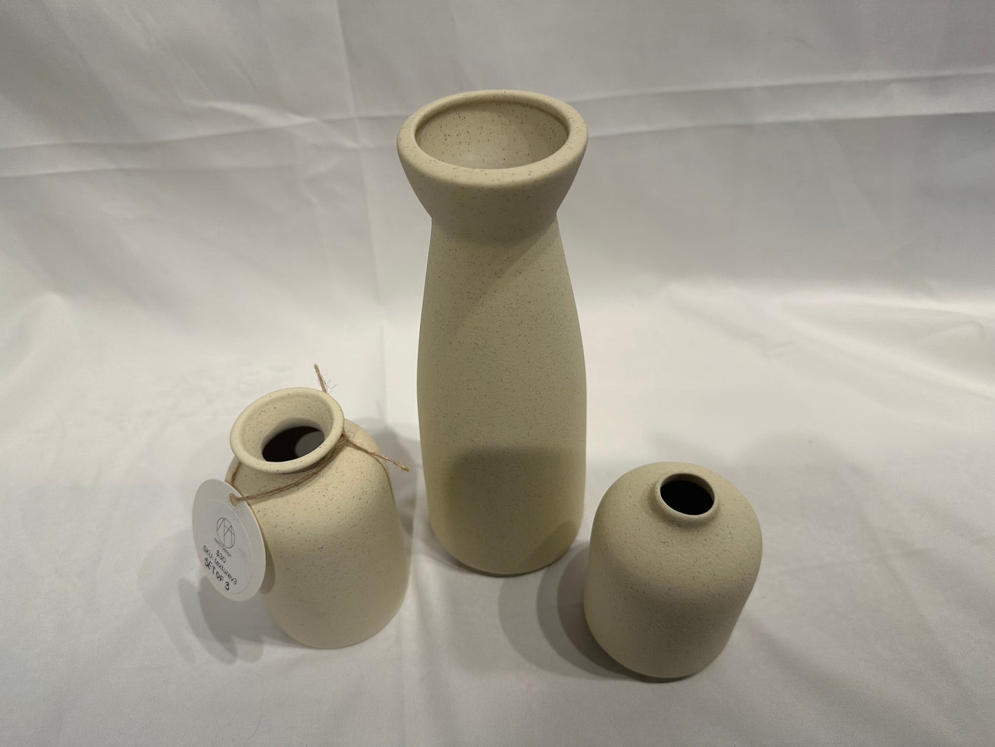 Beige Textured Vases - set of 3