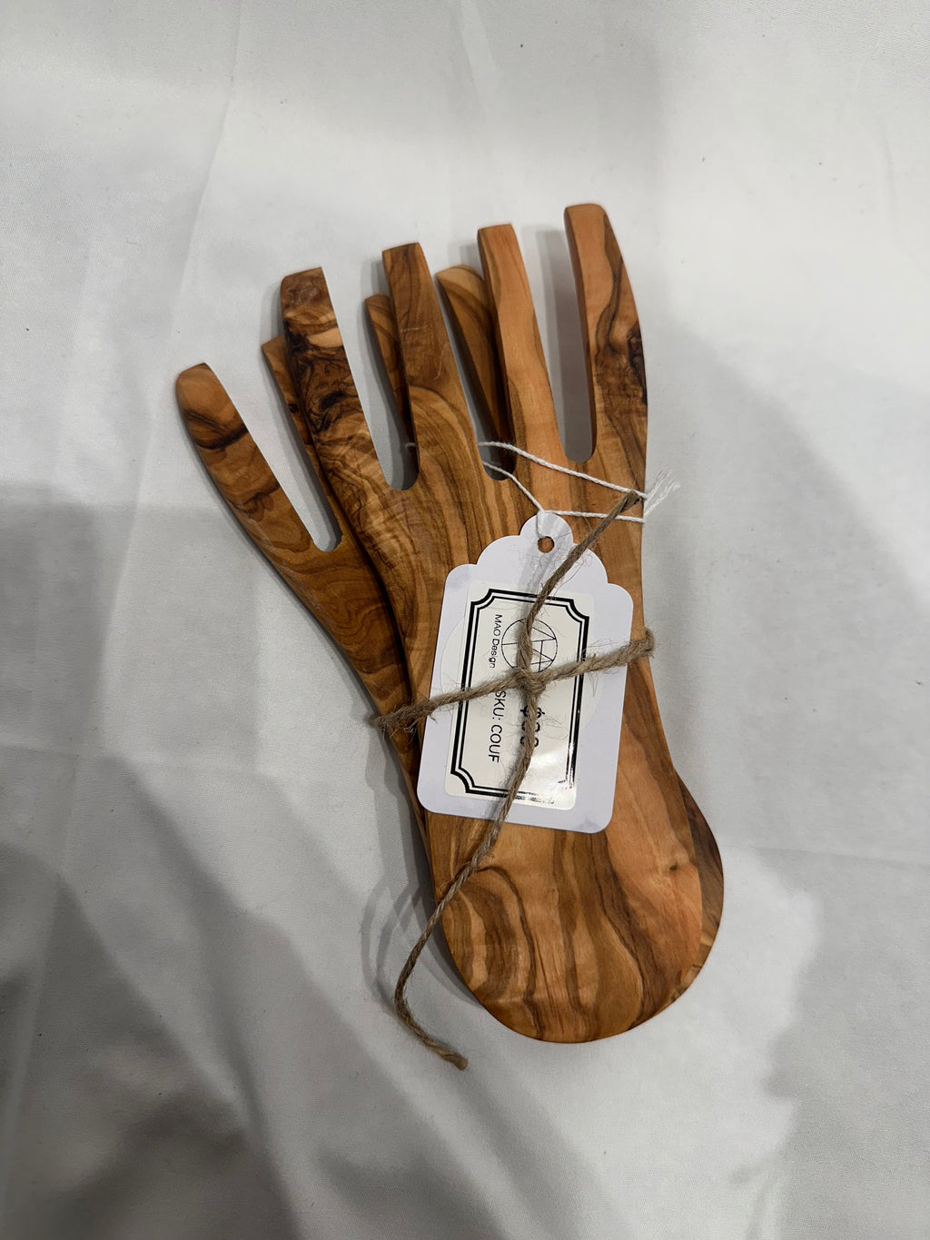 Natural Olive Wood Serving Hands - Pair
