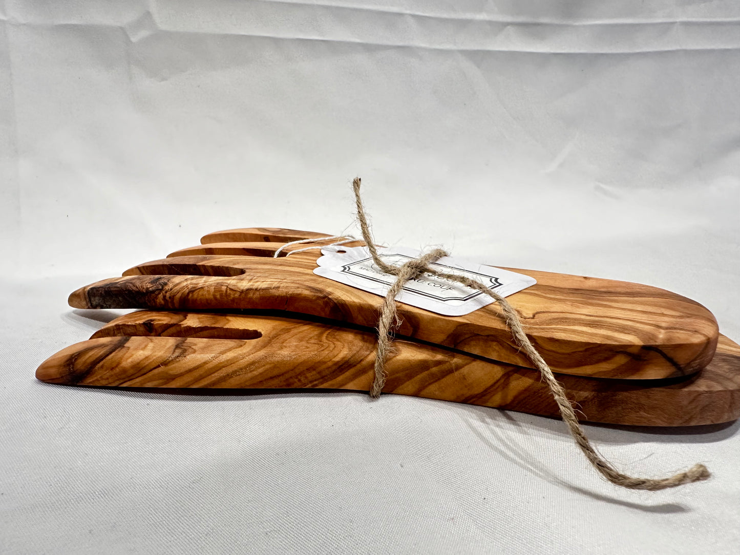 Natural Olive Wood Serving Hands - Pair