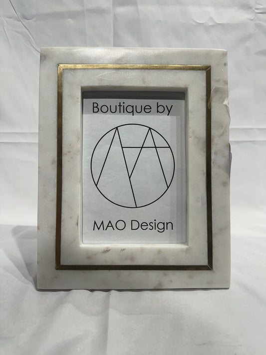 Marble Frame w/ Brass Inlay 5" x 7"