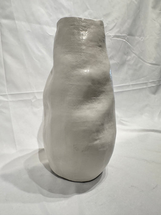 Tall white textured vase