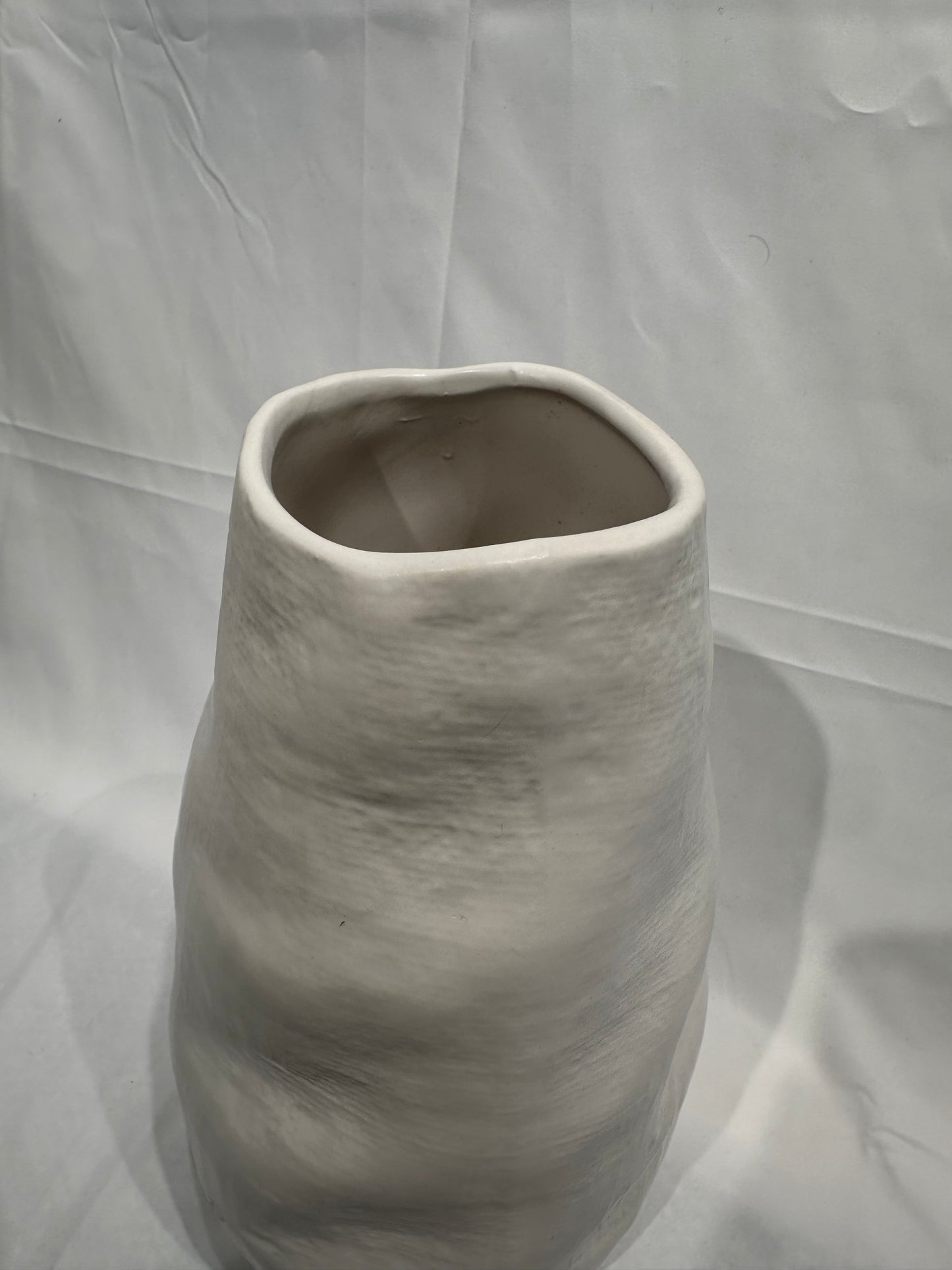 Tall white textured vase