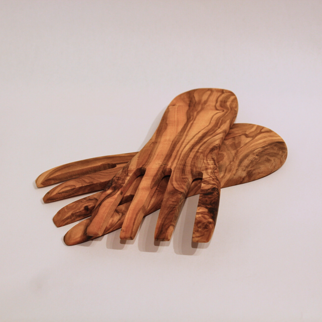 Natural Olive Wood Utensils Serving Set