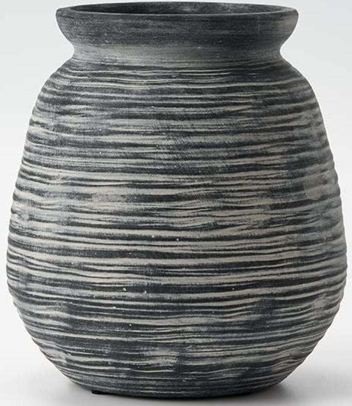 Black and white striped vase