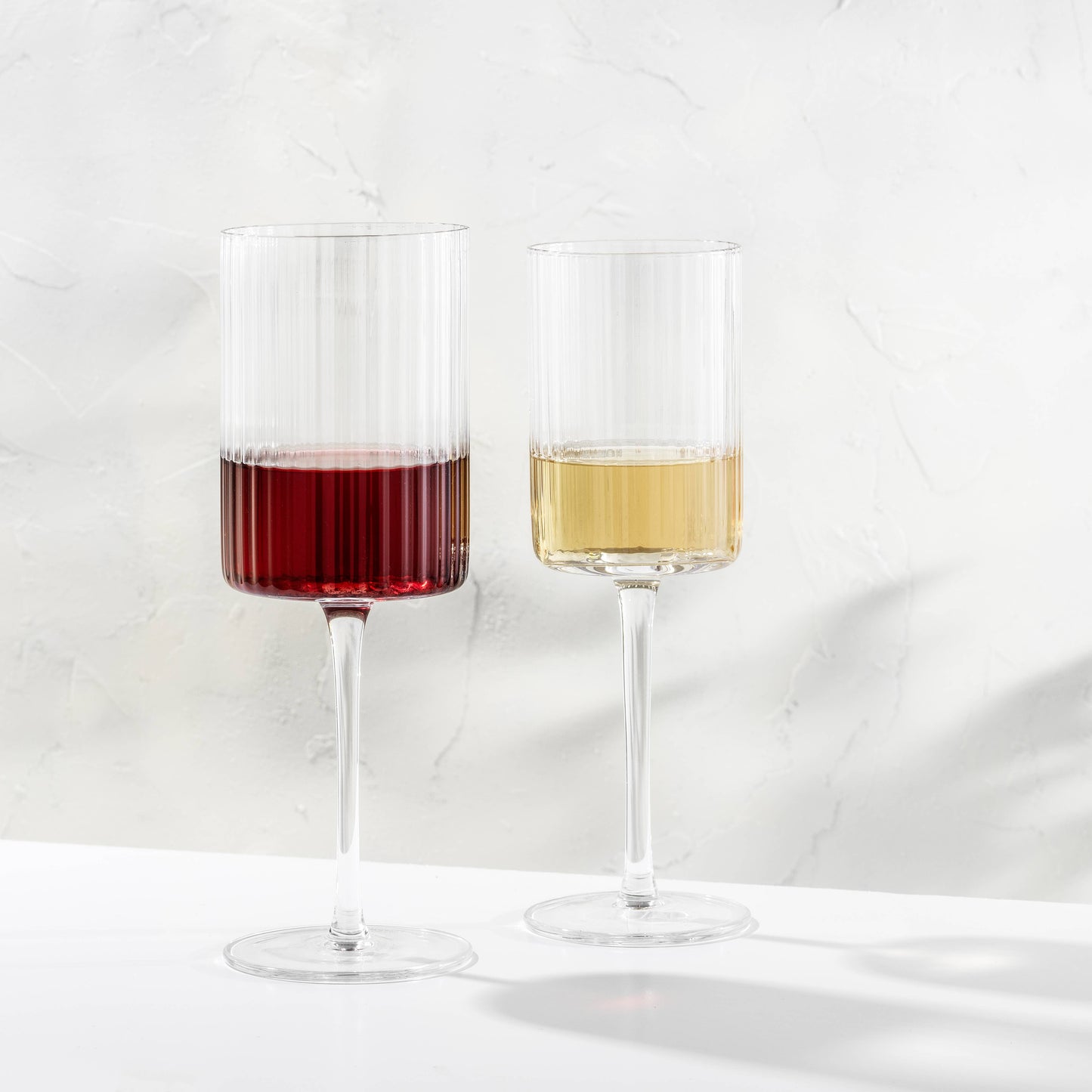 Fluted Cylinder Red Wine Glass - Set of 2