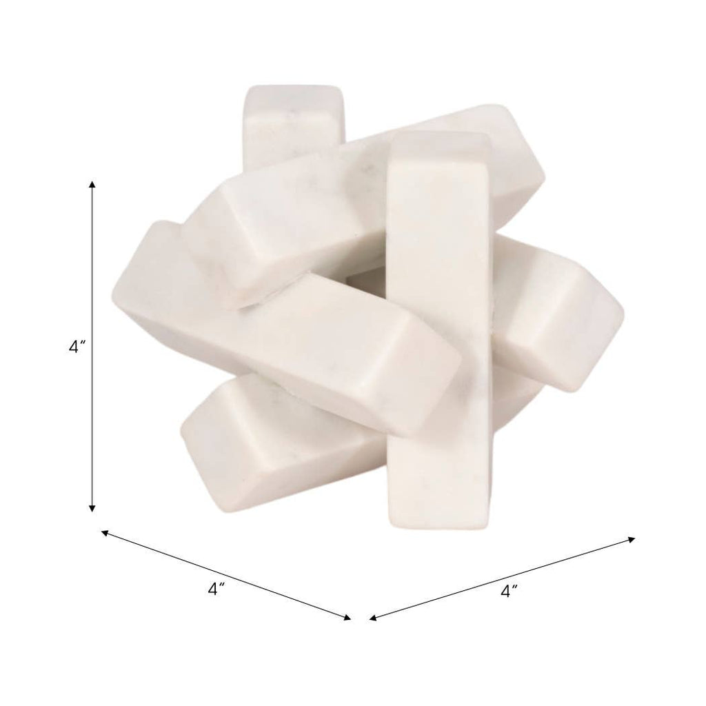 Sculpture - White Marble Faceted Interlocking Orb