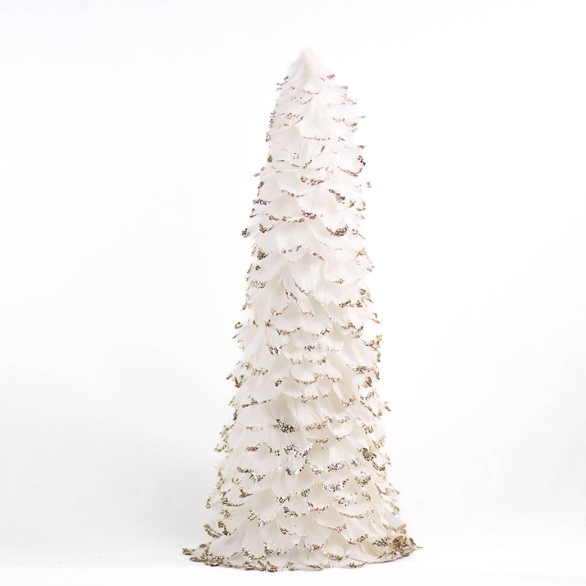 Winter Feather Tree   White/Gold   19.5"