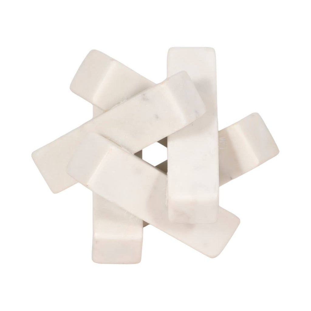 Sculpture - White Marble Faceted Interlocking Orb