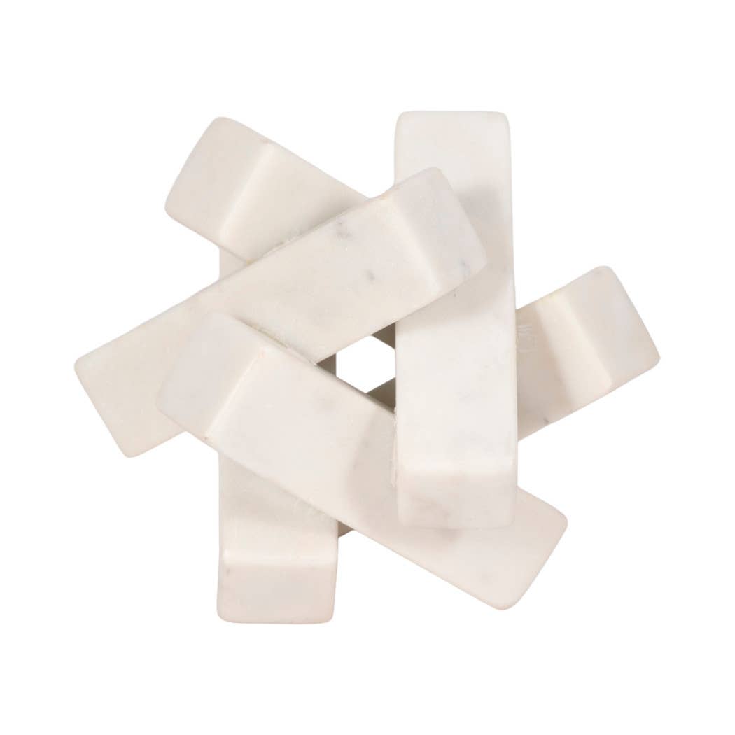 Sculpture - White Marble Faceted Interlocking Orb