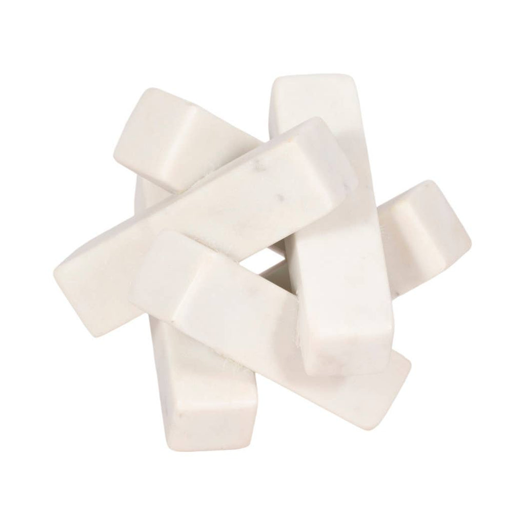 Sculpture - White Marble Faceted Interlocking Orb