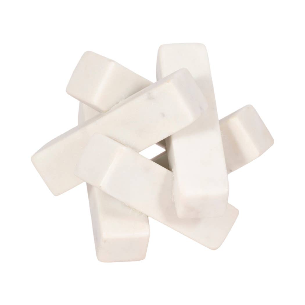 Sculpture - White Marble Faceted Interlocking Orb