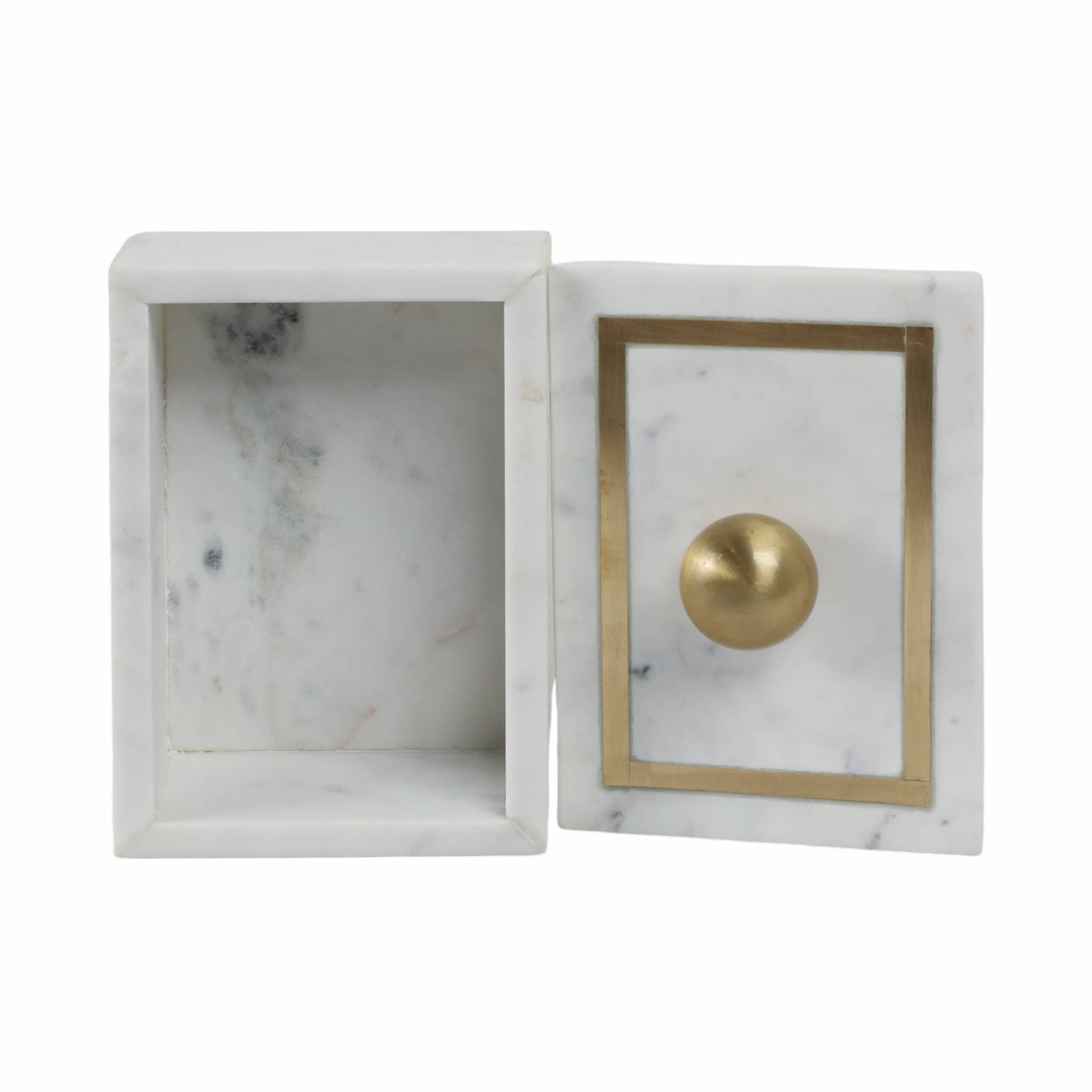 Marble Rectangular Box with Removable Lid - White, 7 in.