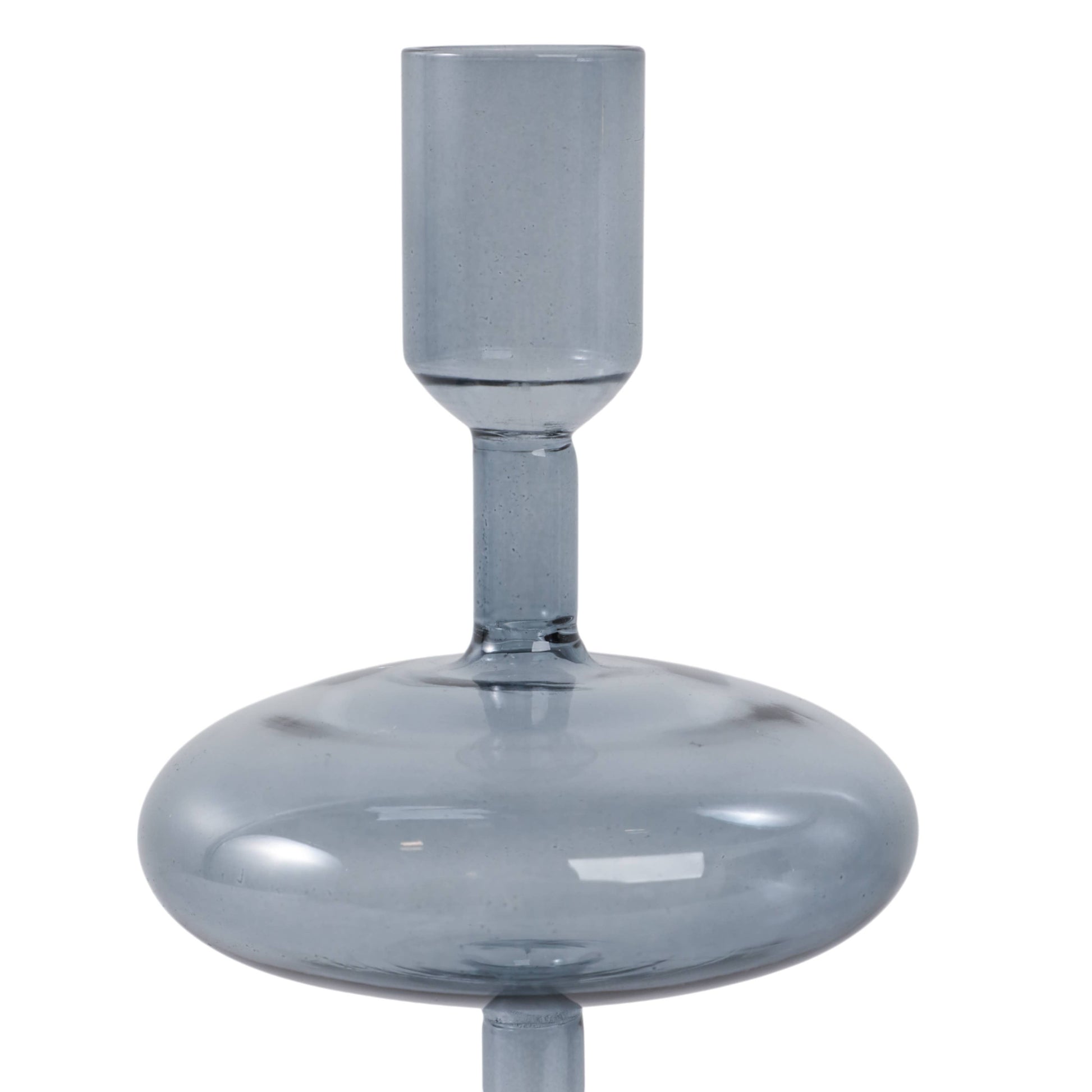Candle Holder - Blue Glass Retro Bubble Taper, 10 in.