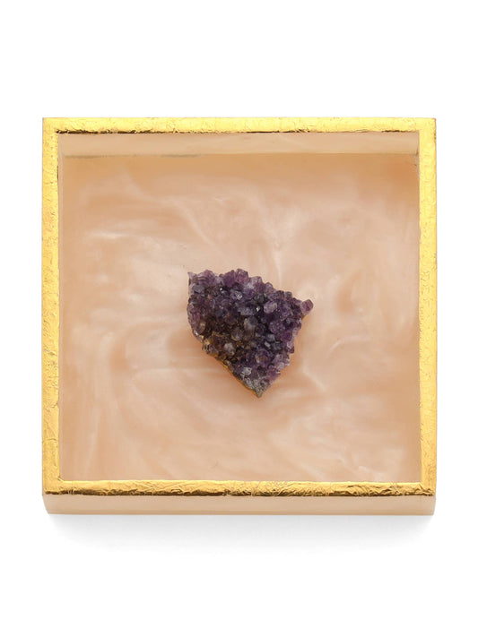 Ivory Resin Napkin Holder with Amethyst Druzy