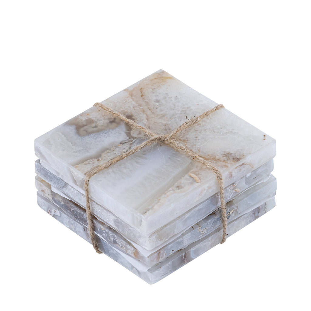 Set of 4 White Agate Coasters