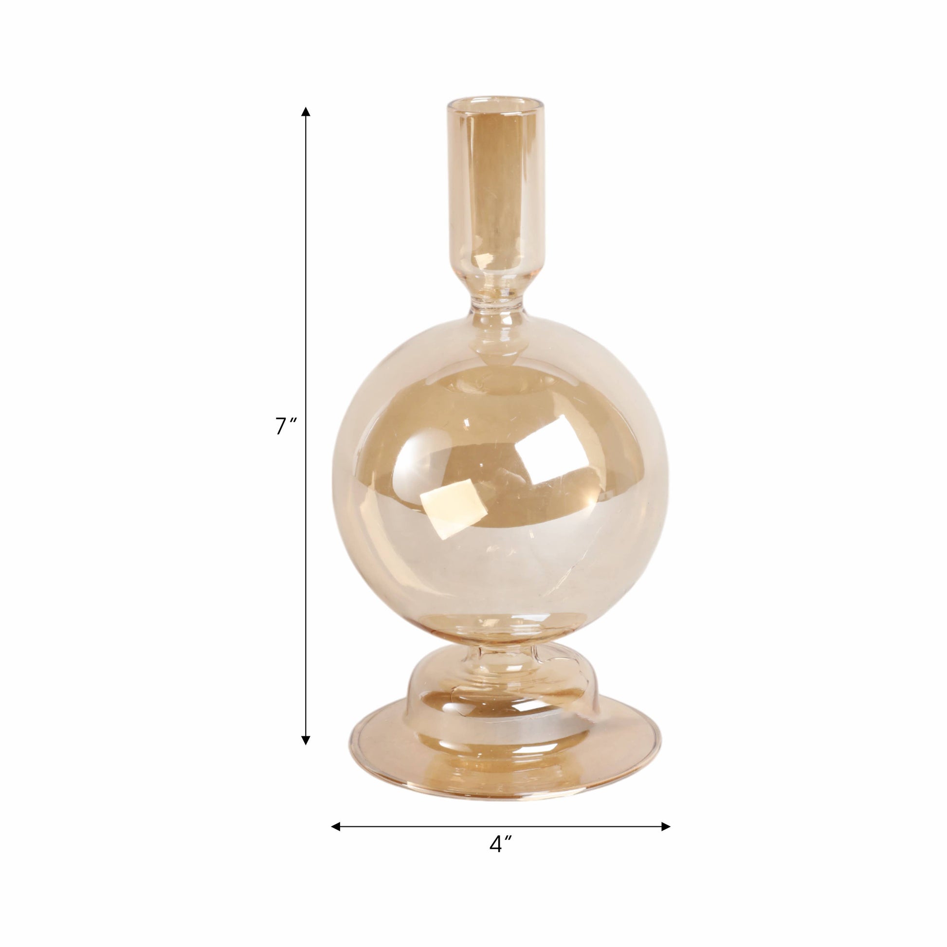 Taper Candle Holder - Gold Luster Glass Bubble, 7 in.