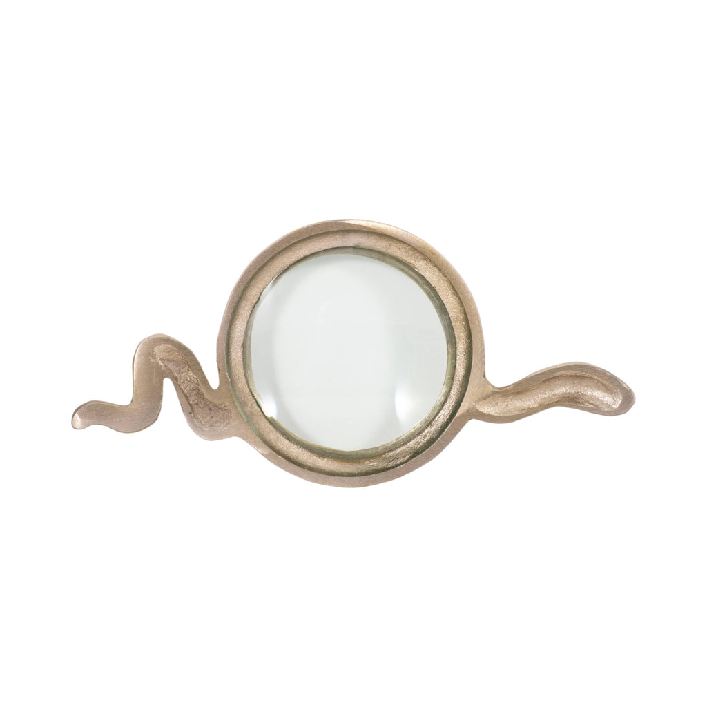Decorative Object - Gold Metal Snake Magnifying Glass, 9 in.