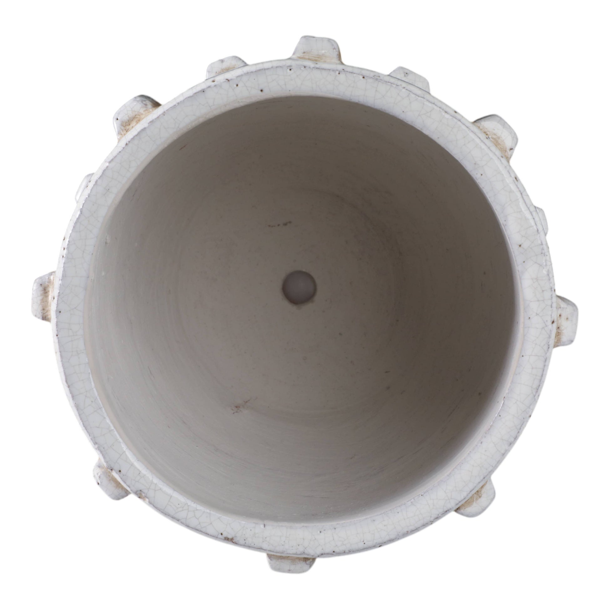 Terracotta Sculptural Hobnail Planter - White, 8 in.