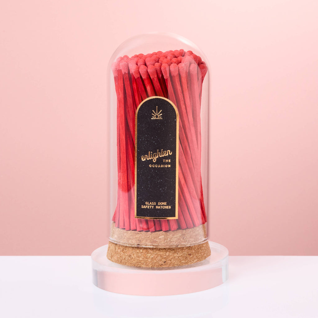 Corked Glass Dome with Ruby Red Matches – Candle Accessory