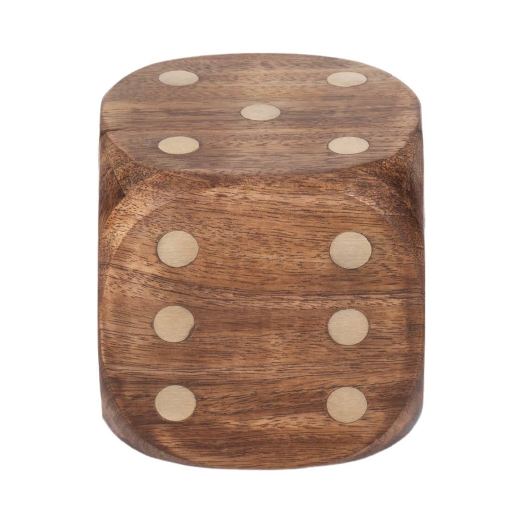 Box Game Set - Brown Mango Wood - Dice Shaped Storage