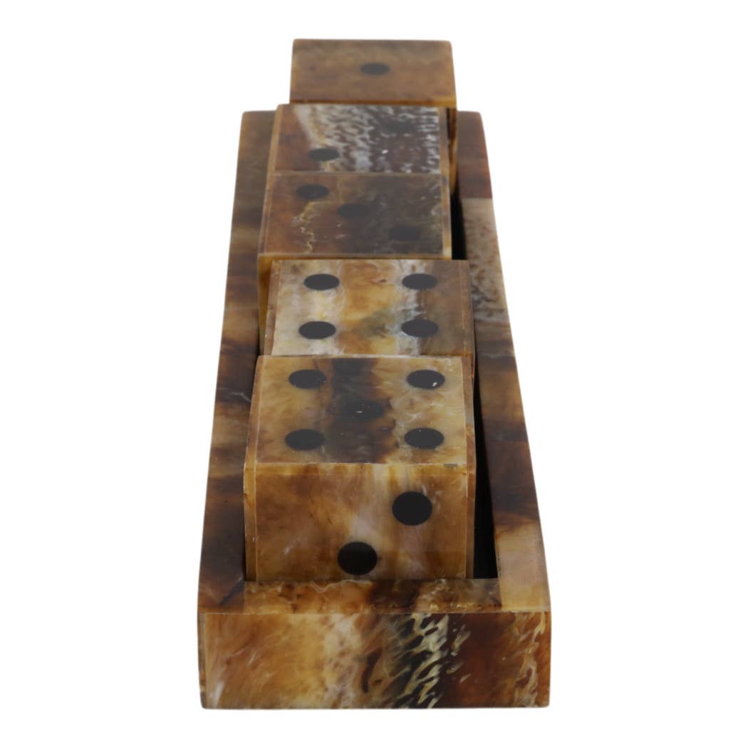 Board Game - Brown Wood Resin Tortoise Dice Set, 11 in.