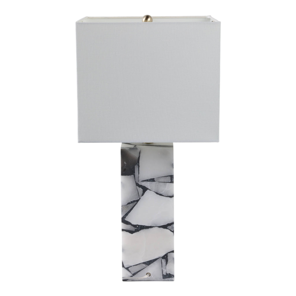 Table Lamp - White Stone Fabric Alabaster Pieces, 24 in.