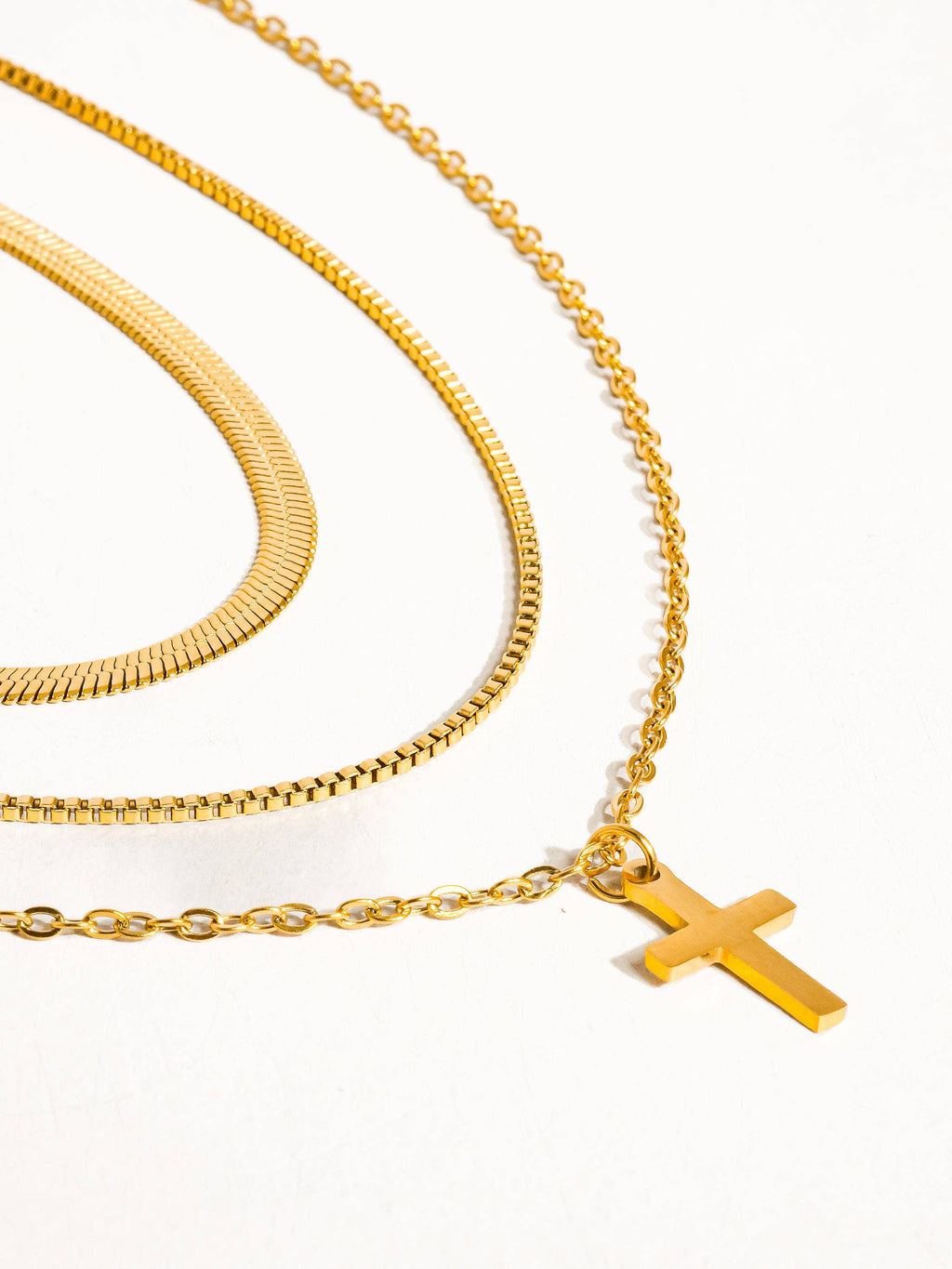 Georgine 18K Gold Non-Tarnish Layered Cross Necklace   