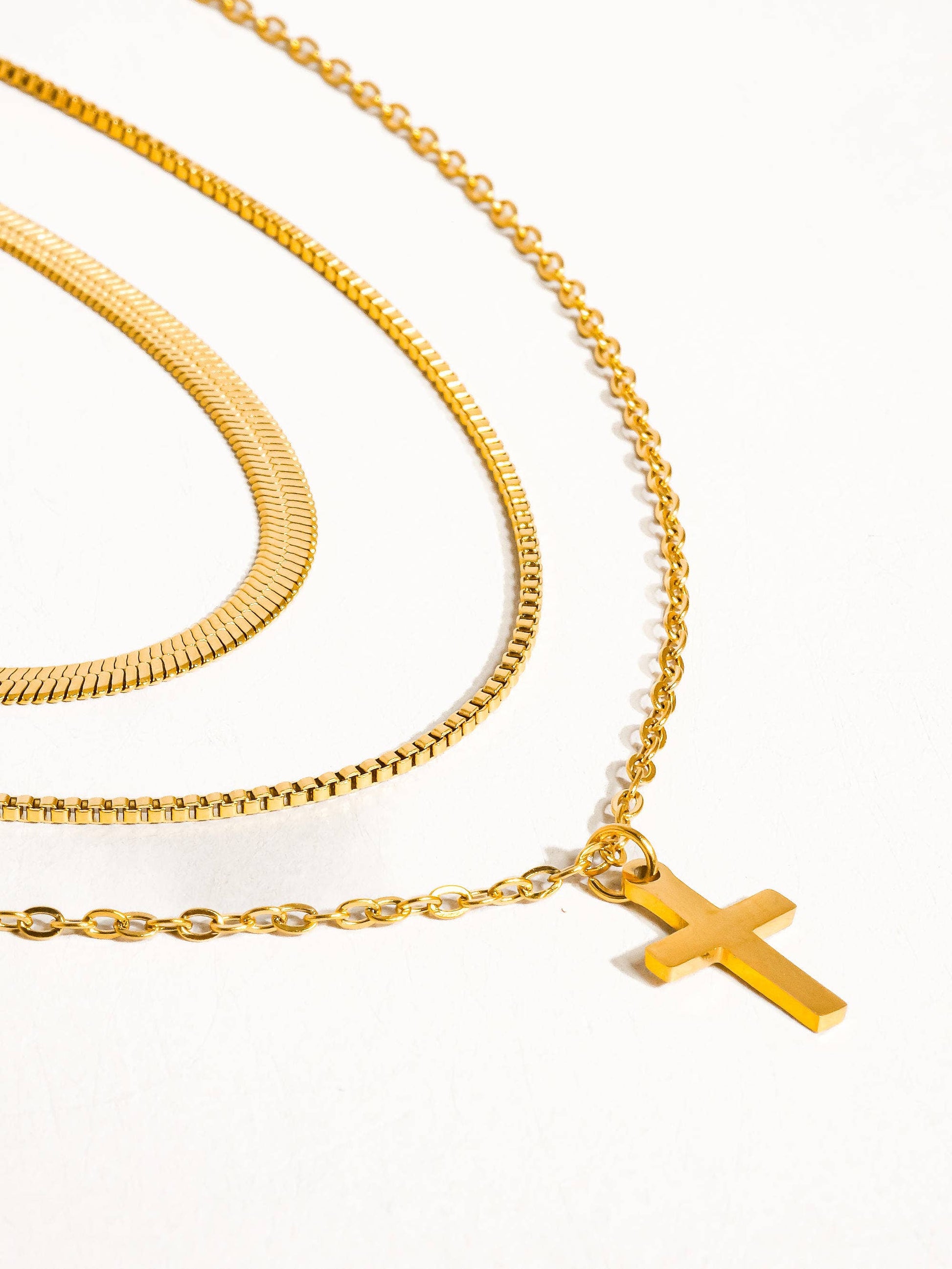 Georgine 18K Gold Non-Tarnish Layered Cross Necklace   