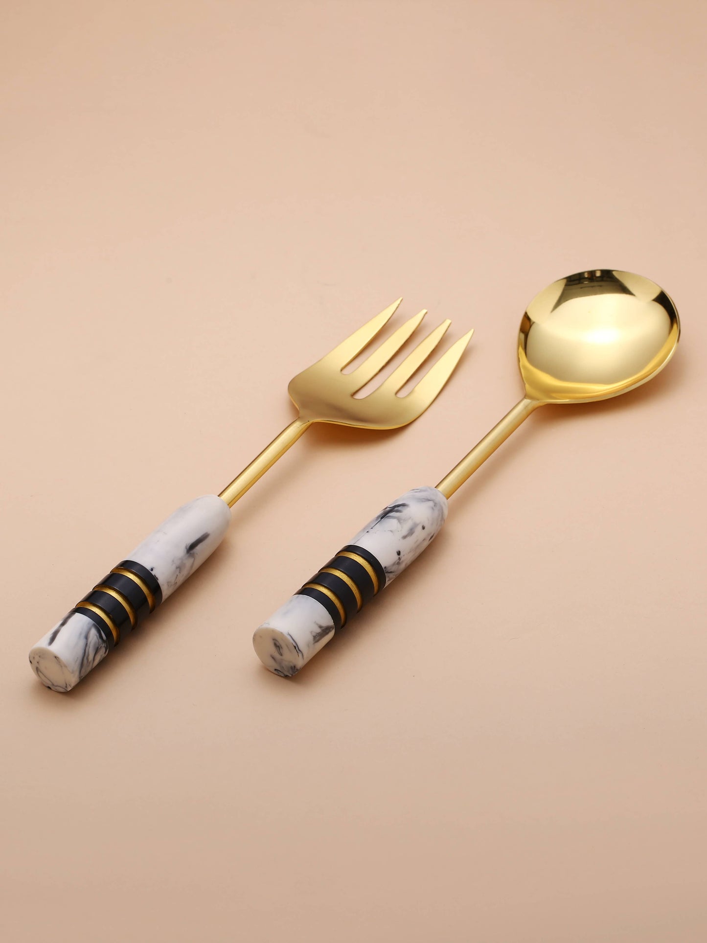 Gold Plated Metal & Resin Salad Server 2- Piece Set (11)