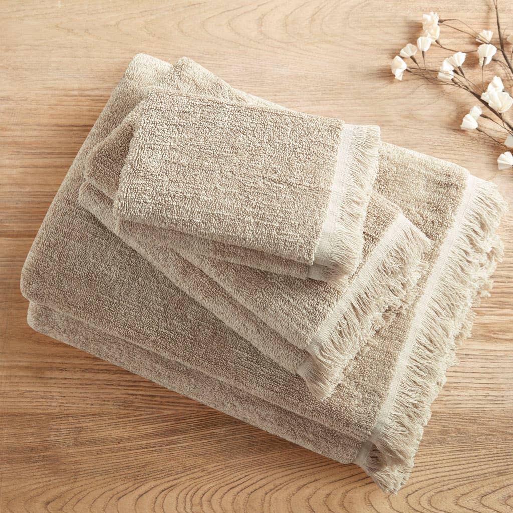 Terry Cotton 630gsm Fringed 6-Piece Towel Set, Taupe