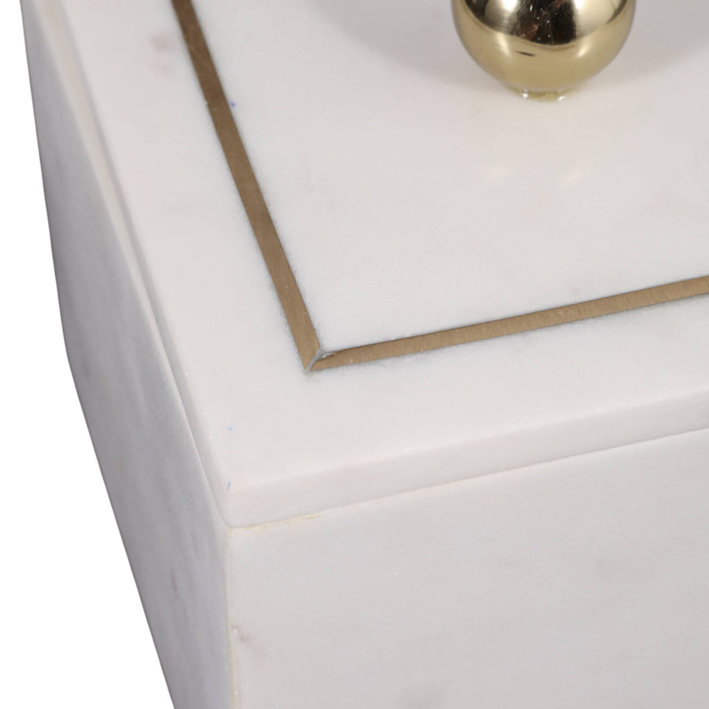 Marble Modern Storage Box with Removable Lid - White, 5 in.