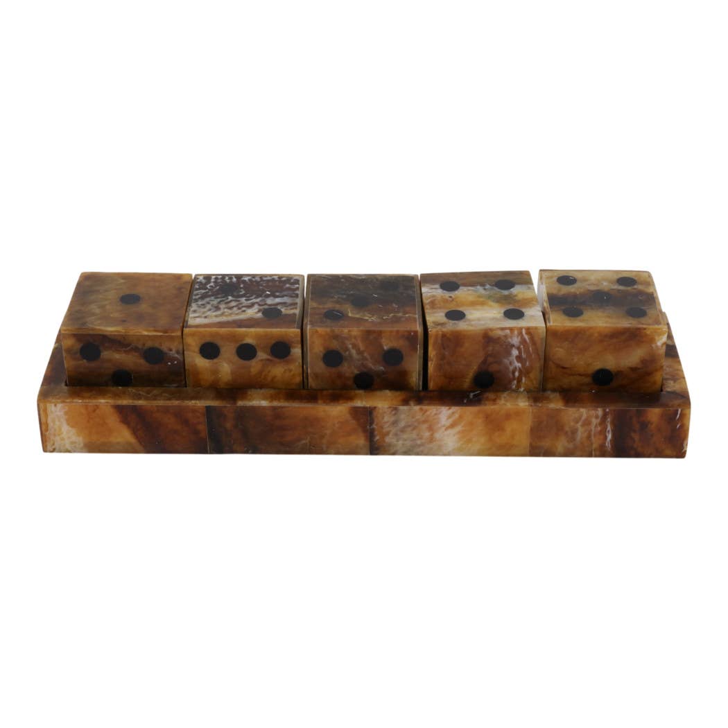 Board Game - Brown Wood Resin Tortoise Dice Set, 11 in.