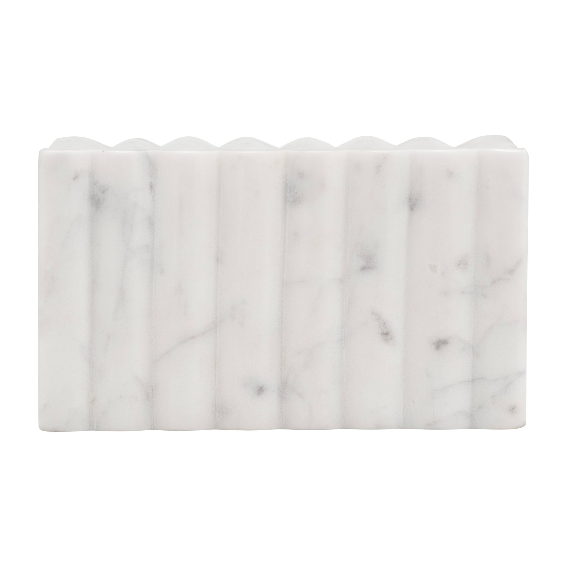 White 7x3" Marble Rectangular Ridged Decorative Box