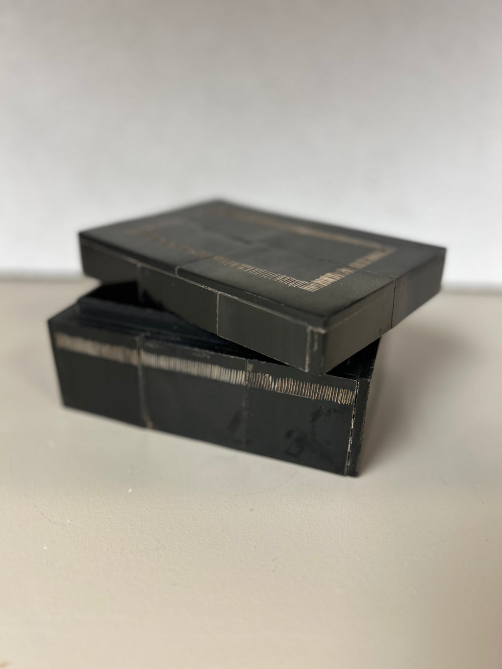 Etched Horn - Black Box with Striped Accents
