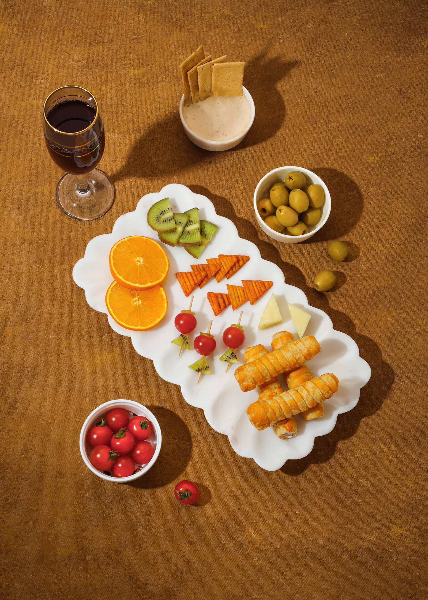 Scalloped Elegance Marble Platter