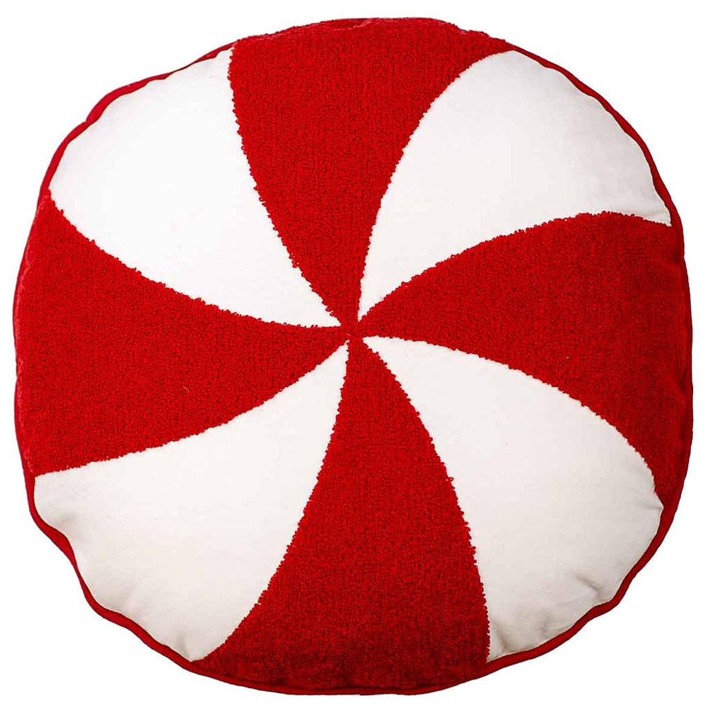 Peppermint Pillow   Soft White/Red   18x18
