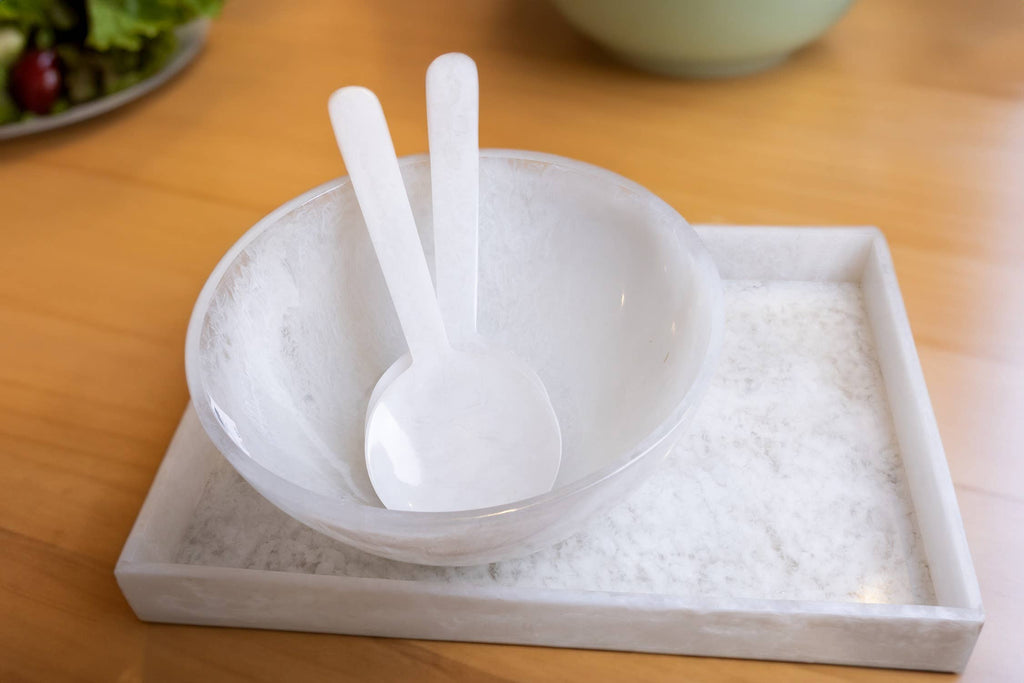 White Resin Rectangular Tray L 18.1" X W 11.81" X H 1.97"